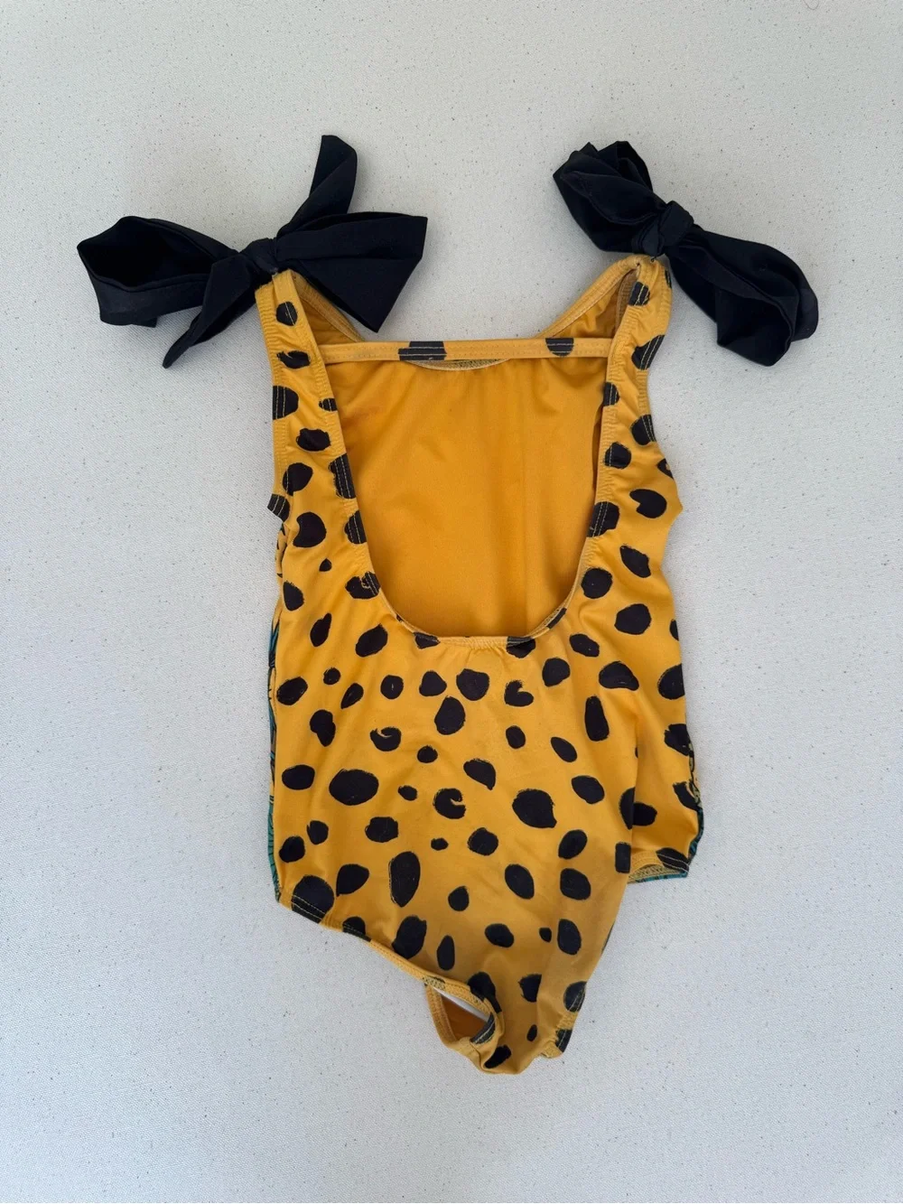 Pepita & Me Tropical Leopard One-Piece Swimsuit with Black Shoulder Ties